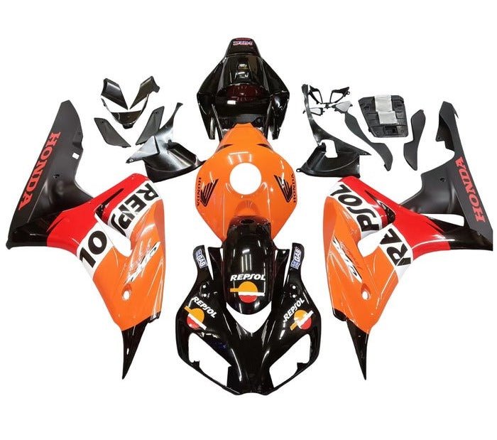 Honda CBR 1000RR Fairings (2006-2007) Black, Orange, Red Repsol at KingsMotorcycleFairings.com
