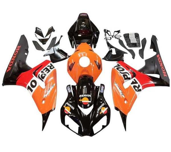 Honda CBR1000RR Fairings (2006-2007) Black, Orange, Red Repsol at KingsMotorcycleFairings.com