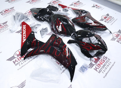 Honda CBR1000RR Fairings (2006-2007) Black, Red Fire Flames from KingsMotorcycleFairings.com