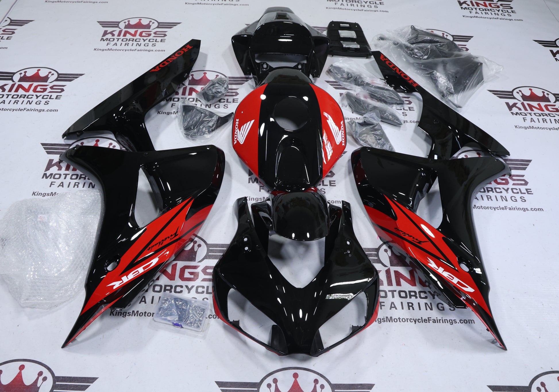 Honda CBR1000RR Fairings (2006-2007) Black, Red, White at KingsMotorcycleFairings.com