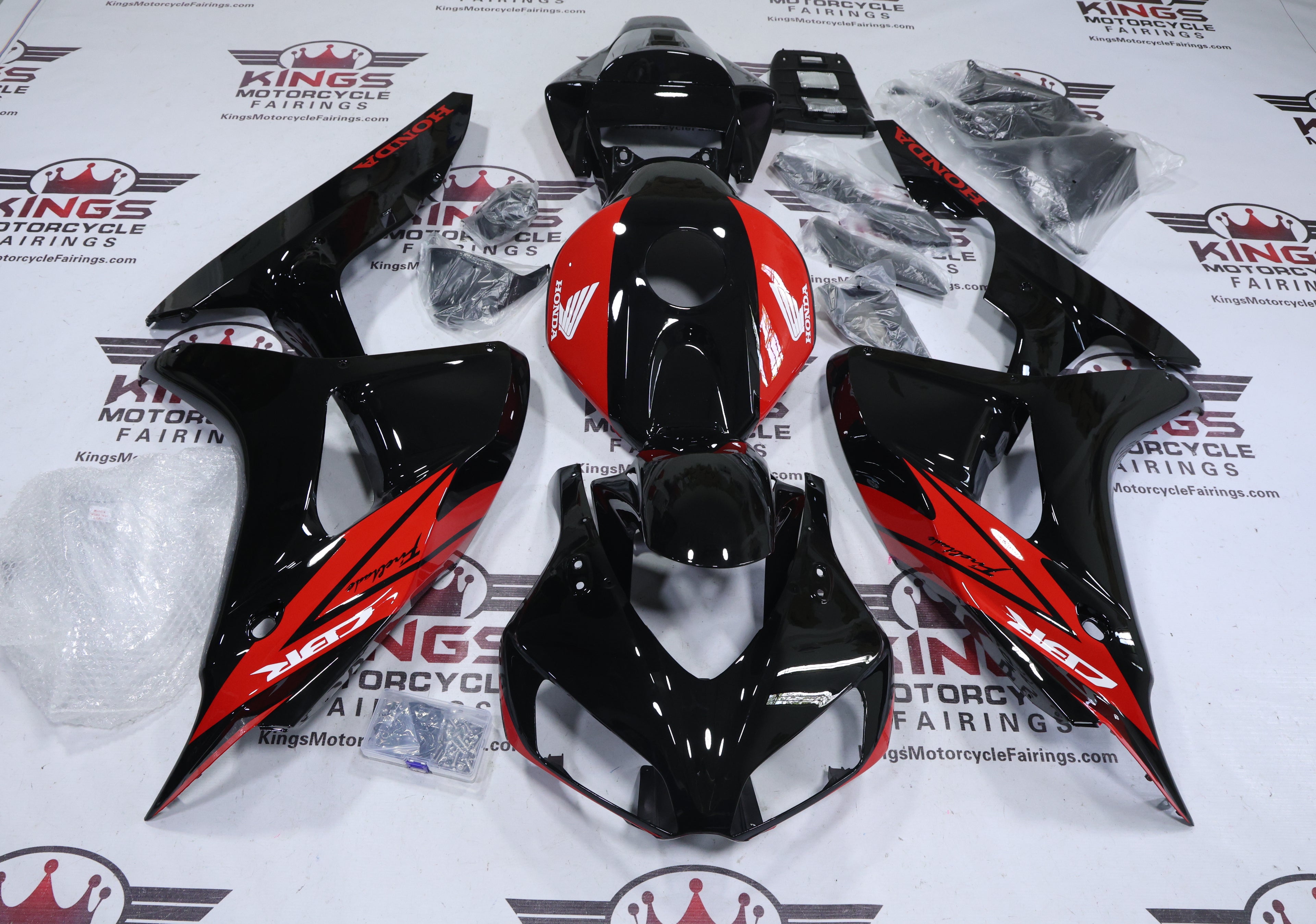 Honda CBR1000RR Fairings (2006-2007) Black, Red, White at KingsMotorcycleFairings.com