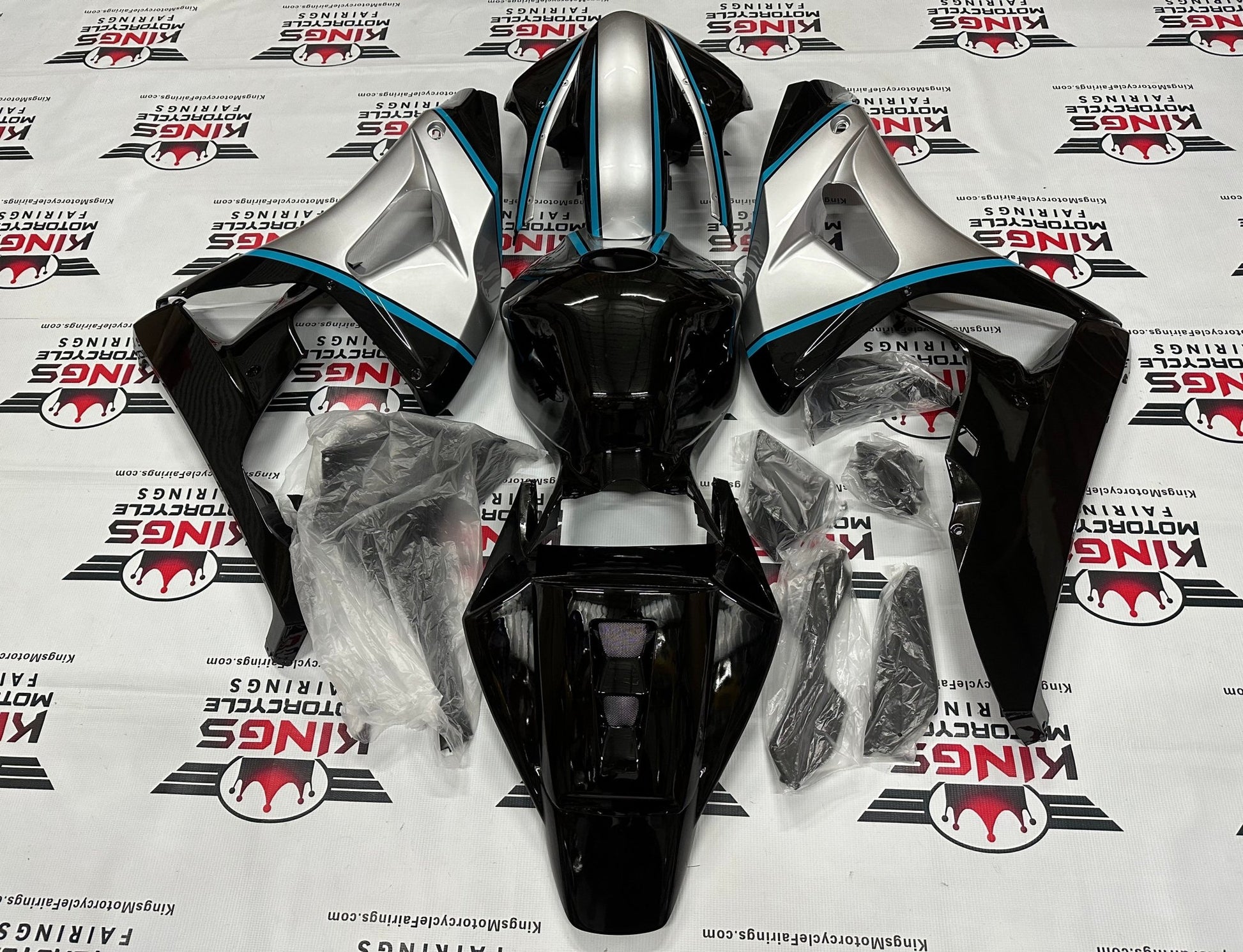 Honda CBR 1000RR Fairing Kit (2006-2007) Black, Silver, Blue Pinstripe at KingsMotorcycleFairings.com