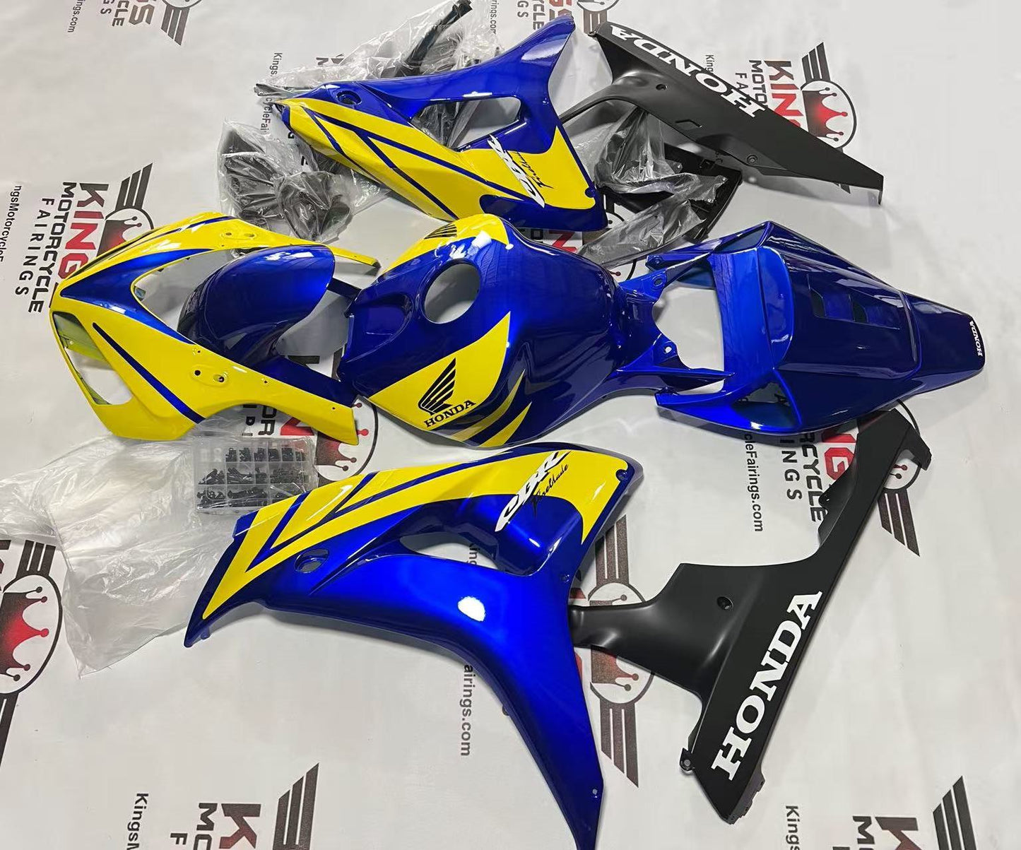 Honda CBR1000RR Fairings (2006-2007) Blue, Yellow, Matte Black at KingsMotorcycleFairings.com