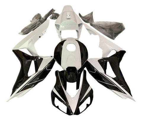 Honda CBR1000RR Fairings (2006-2007) Gloss Black, White at KingsMotorcycleFairings.com
