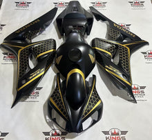 Honda CBR1000RR Fairings (2006-2007) Matte Black, Gold Honeycomb at KingsMotorcycleFairings.com