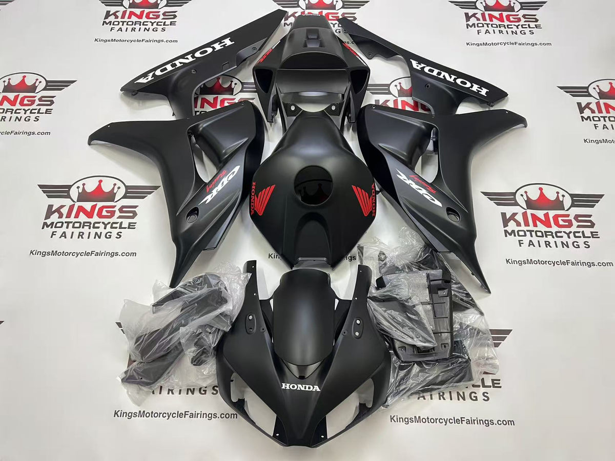 Honda CBR1000RR Fairings (2006-2007) Matte Black, White, Red Wings at KingsMotorcycleFairings.com