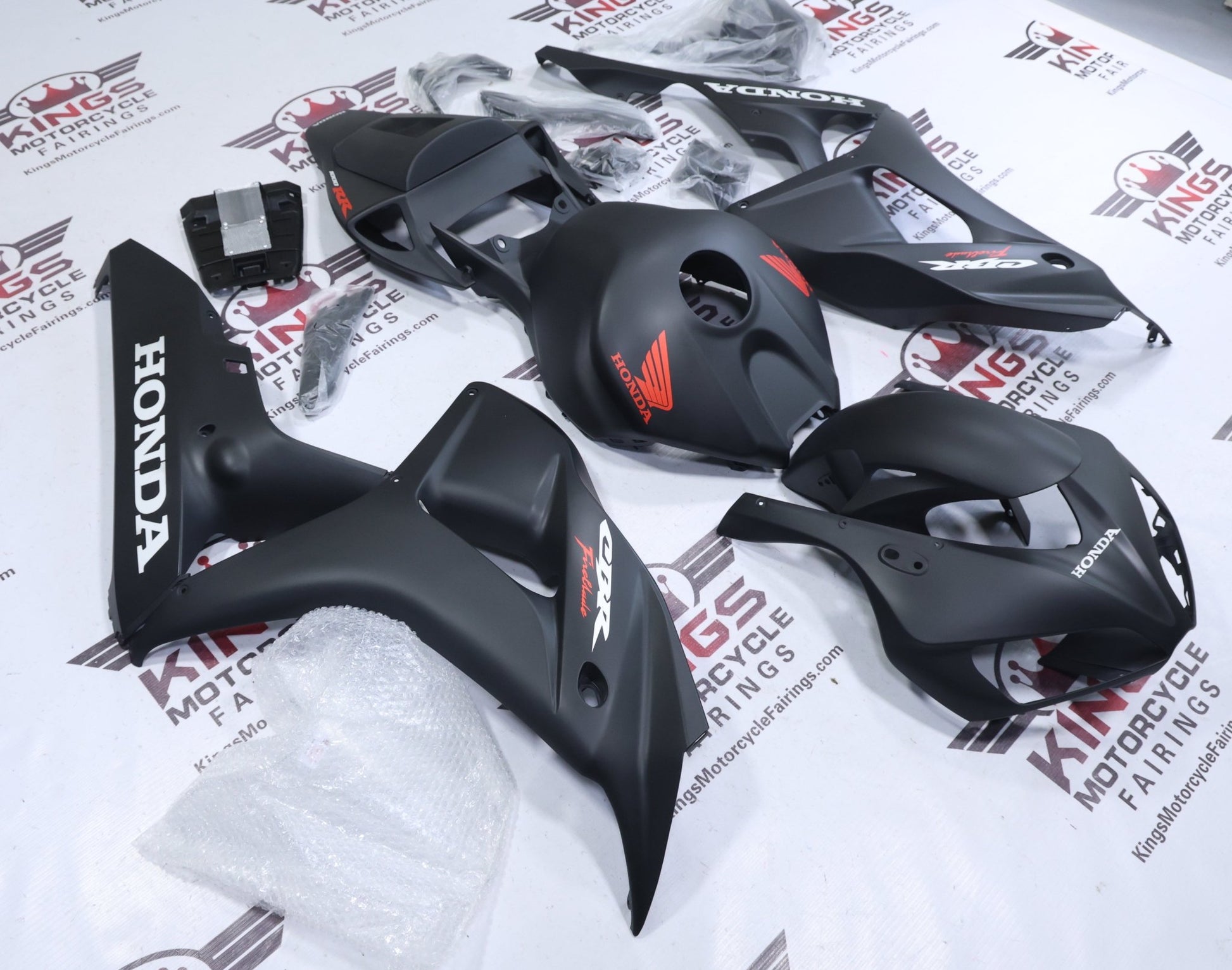 Honda CBR1000RR Fairings (2006-2007) Matte Black, White, Red from KingsMotorcycleFairings.com
