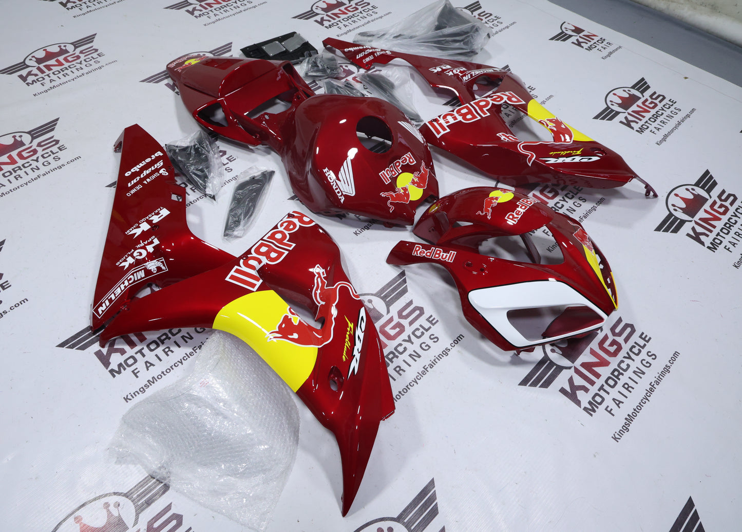 Honda CBR1000RR Fairings (2006-2007) Red Bull, Yellow, White at KingsMotorcycleFairings.com