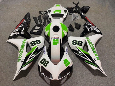 Honda CBR1000RR Fairings (2006-2007) White, Green, Black, Hannspree at KingsMotorcycleFairings.com