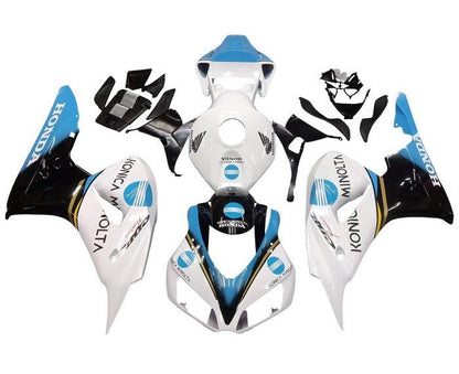 Honda CBR 1000RR Fairings (2006-2007) White, Light Blue, Konica Minolta at KingsMotorcycleFairings.com