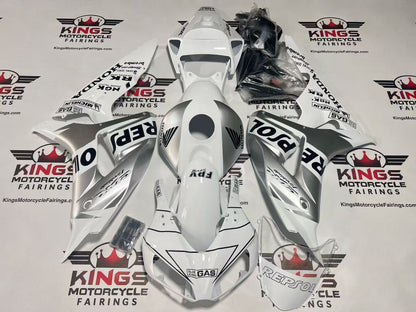 Honda CBR1000RR Fairings (2006-2007) White, Silver Gas Repsol at KingsMotorcycleFairings.com