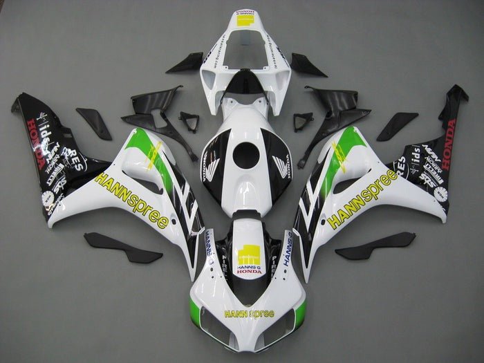 Honda CBR 1000RR Fairings (2006-2007) White, Yellow, Green Hannspree at KingsMotorcycleFairings.com