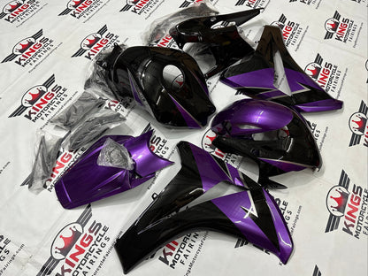 Honda CBR1000RR Fairings (2008-2011) Black, Purple, Silver Stripe from KingsMotorcycleFairings.com
