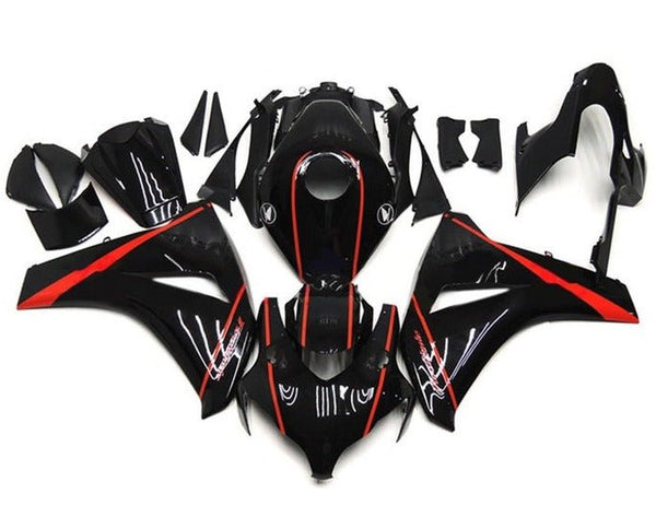 Honda CBR1000RR Fairings (2008-2011) Black, Red Stripe at KingsMotorcycleFairings.com