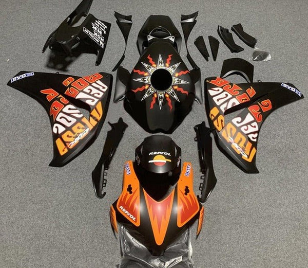 Honda CBR 1000RR Fairings (2008-2011) Matte Black, Orange, White Rossi at KingsMotorcycleFairings.com