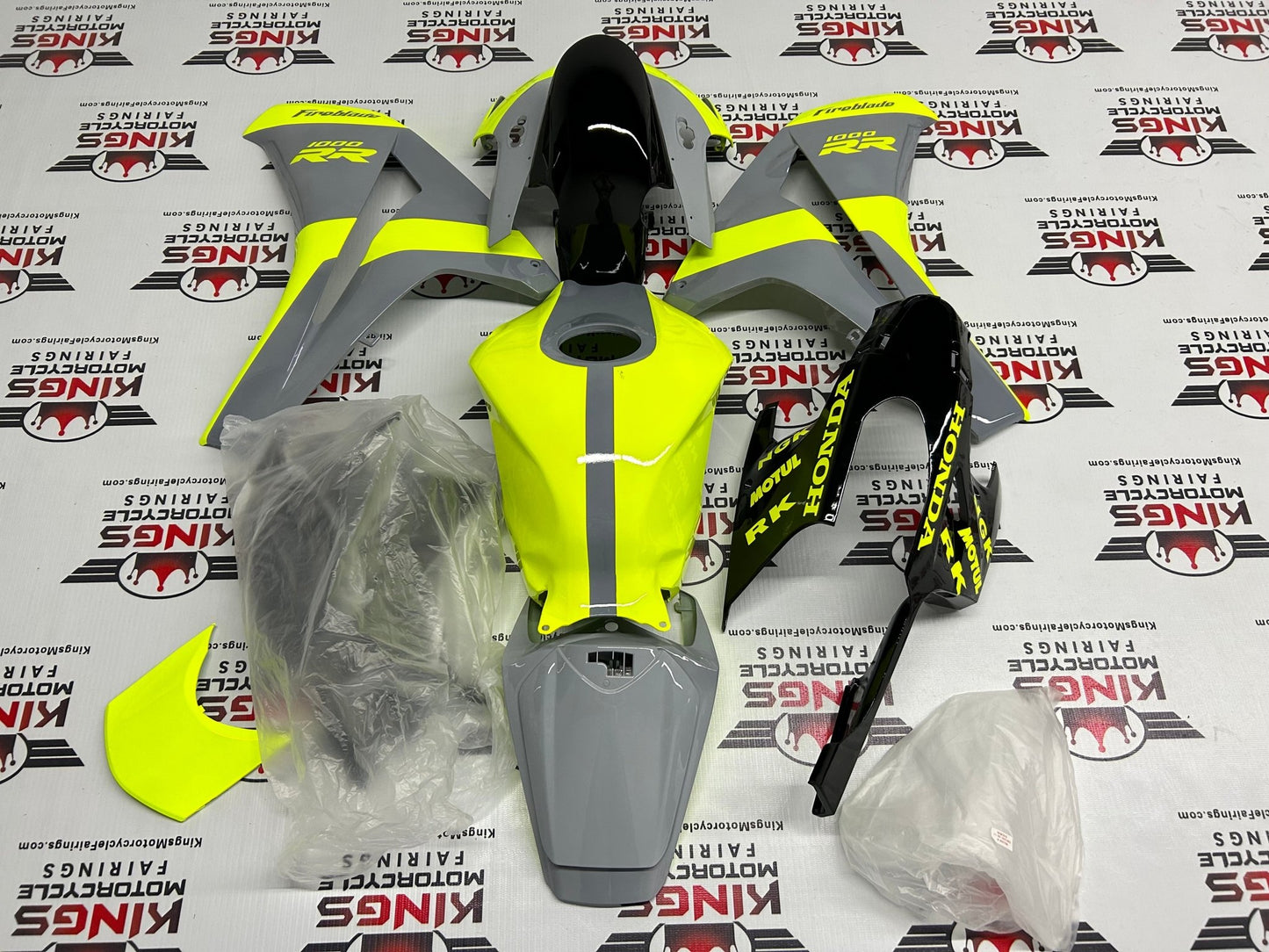 Honda CBR1000RR Fairings (2008-2011) Neon Yellow, Gray, Black from KingsMotorcycleFairings.com