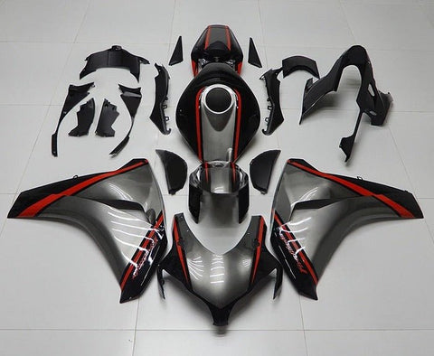 Honda CBR1000RR Fairings (2008-2011) Silver, Black, Red Stripe at KingsMotorcycleFairings.com