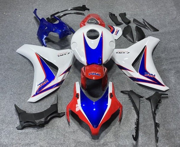 Honda CBR 1000RR Fairings (2008-2011) White, Blue, Red Stripe HRC at KingsMotorcycleFairings.com
