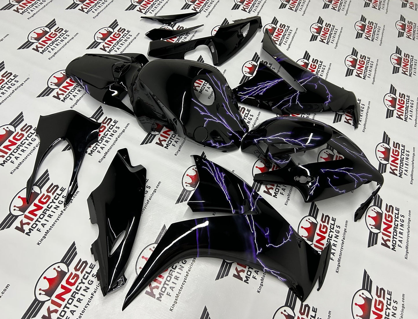 Honda CBR1000RR Fairings (2012-2016) Black, Purple Lightning at KingsMotorcycleFairings.com