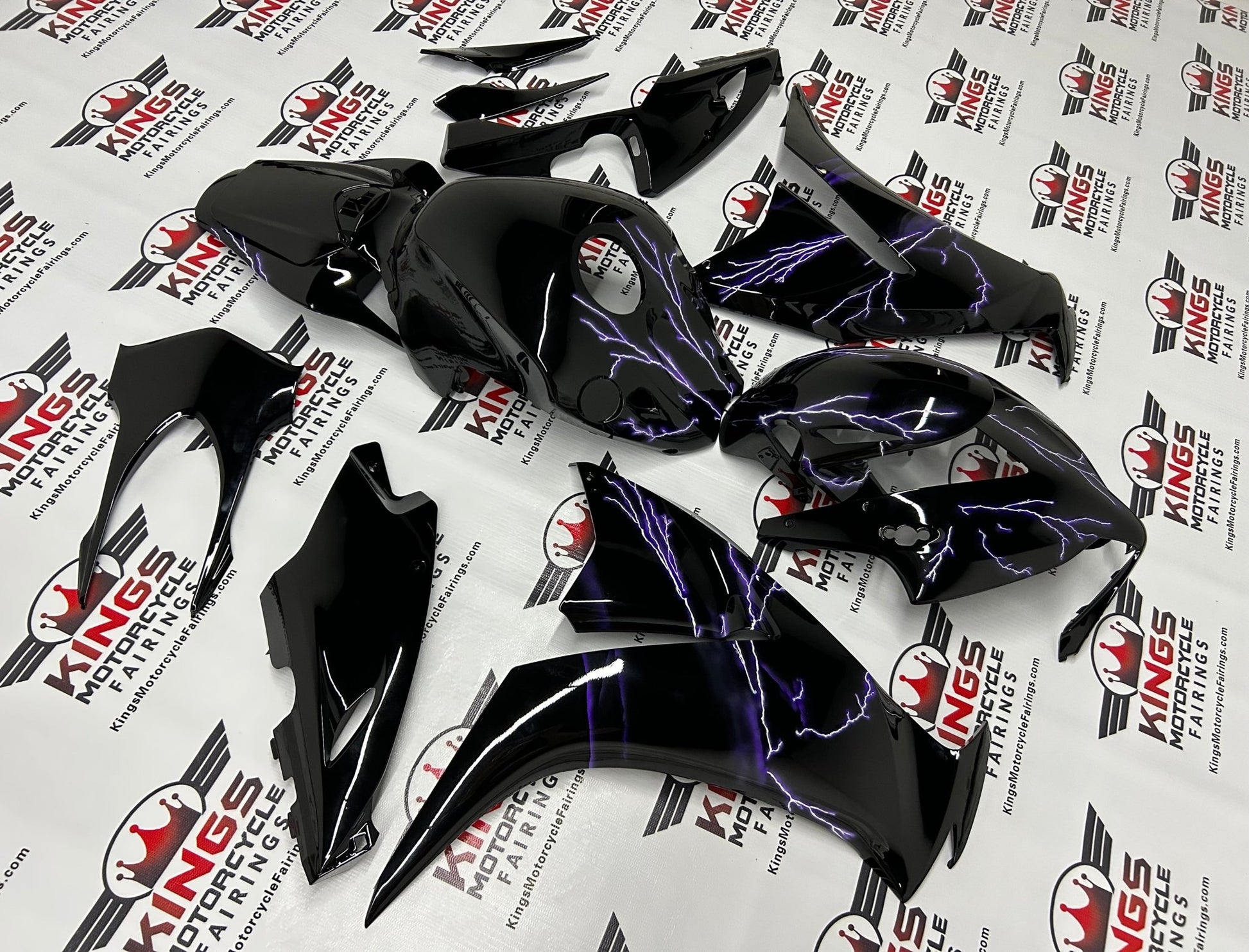 Honda CBR1000RR Fairings (2012-2016) Black, Purple Lightning at KingsMotorcycleFairings.com