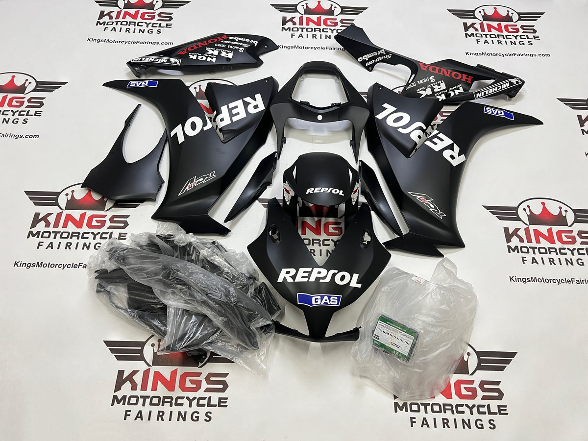 Honda CBR1000RR Fairings (2012-2016) Matte Black, White Repsol at KingsMotorcycleFairings.com