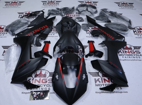 Honda CBR1000RR Fairings (2017-2025) Matte Black, Red Accents from KingsMotorcycleFairings.com