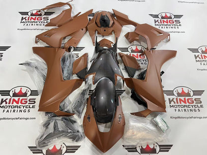 Honda CBR1000RR Fairings (2017-2025) Matte Brown, Gloss Faux Carbon Fiber at KingsMotorcycleFairings.com