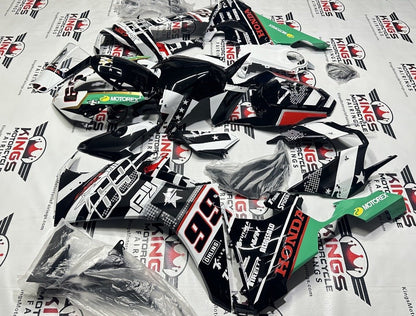 Honda CBR1000RR Fairings (2017-2025) White, Black WSBK at KingsMotorcycleFairings.com