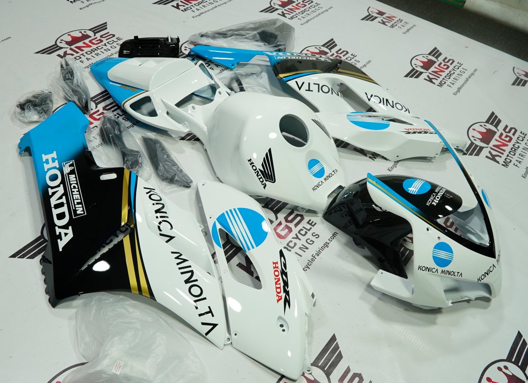 Honda CBR1000RR (2004-2005) White, Black & Blue Konica Minolta Fairings at KingsMotorcycleFairings.com
