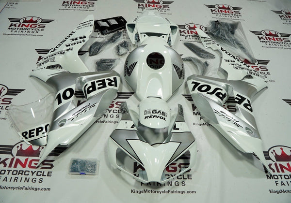 Honda CBR1000RR (2006-2007) White, Silver, Black Repsol Fairings at KingsMotorcycleFairings.com