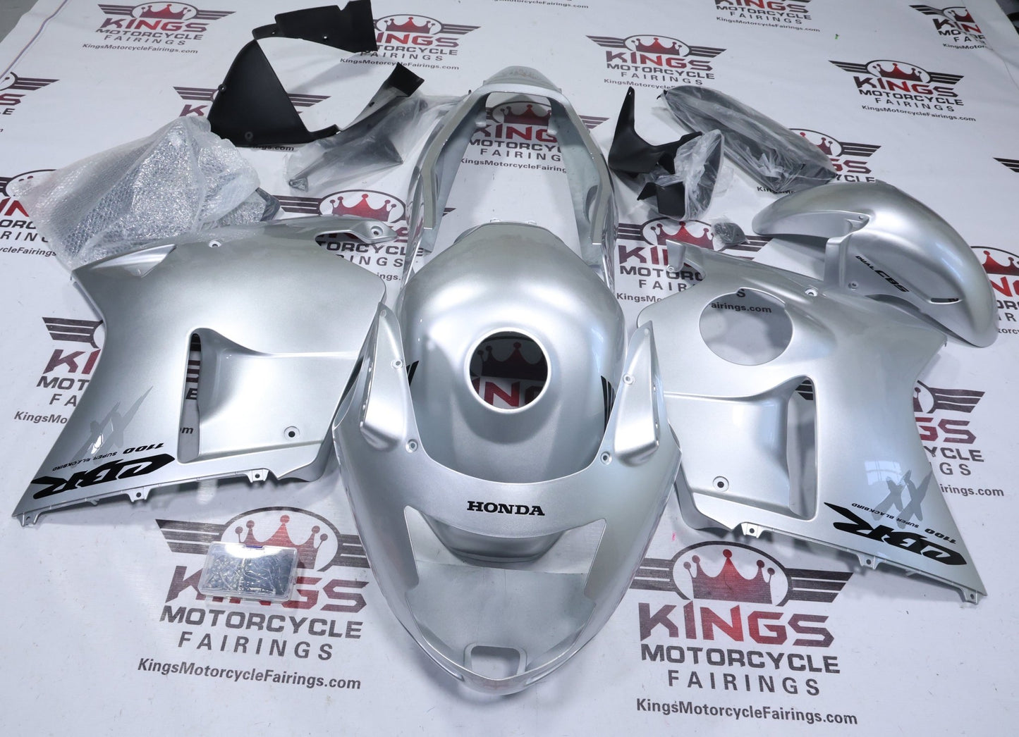 Honda CBR1100XX Super Blackbird Fairings (1996-2007) Silver, Black at KingsMotorcycleFairings.com