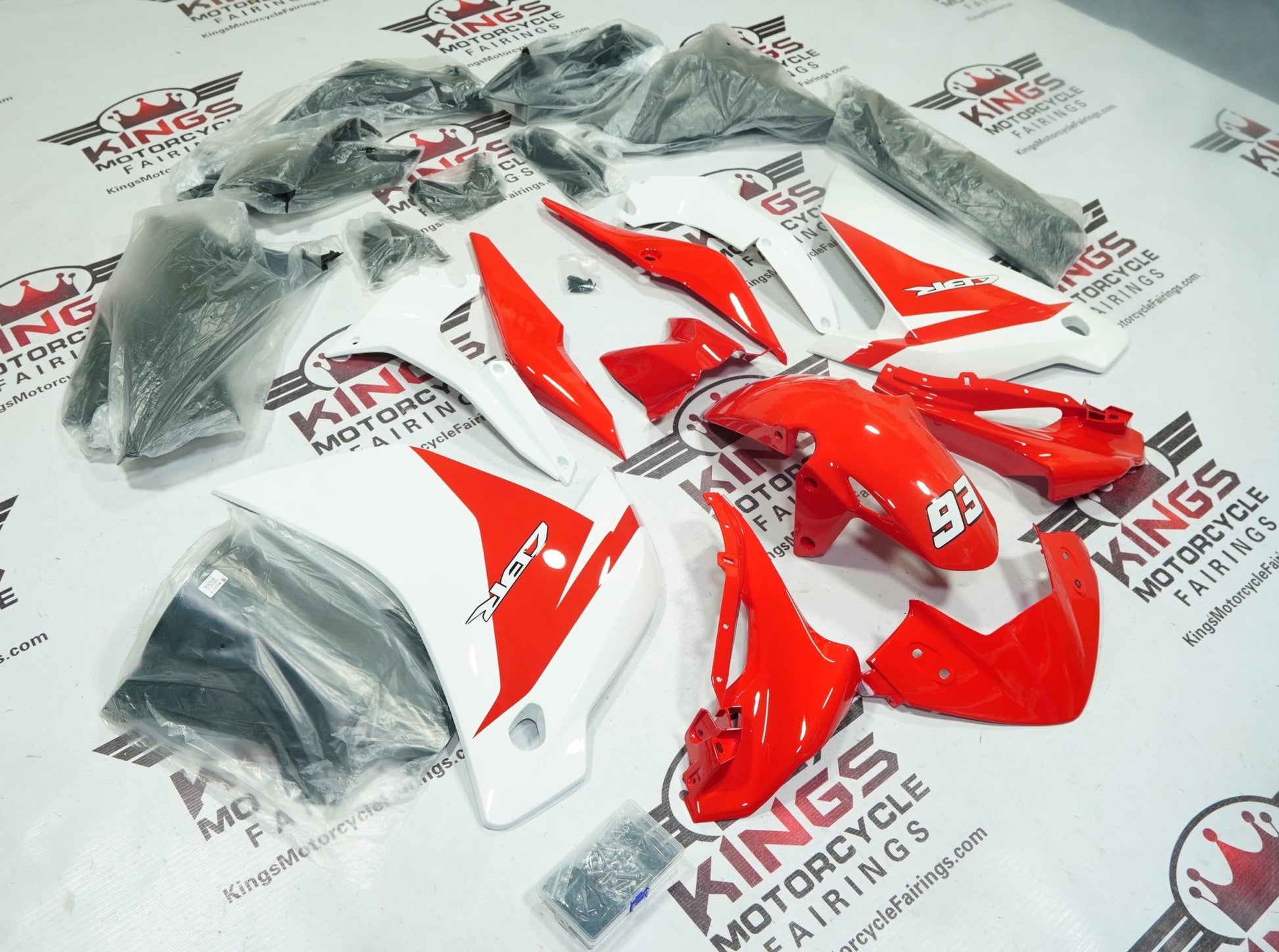 Honda CBR125R Fairings (2011-2016) Red, White #93 by KingsMotorcycleFairings.com