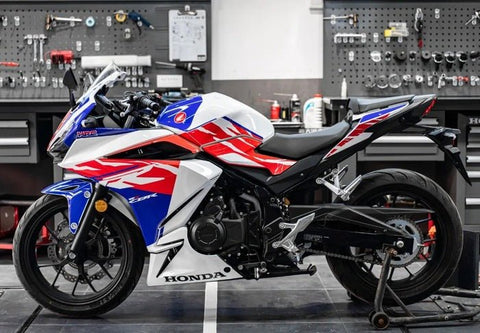 Honda CBR400R Fairings (2022) White, Red, Blue at KingsMotorcycleFairings.com
