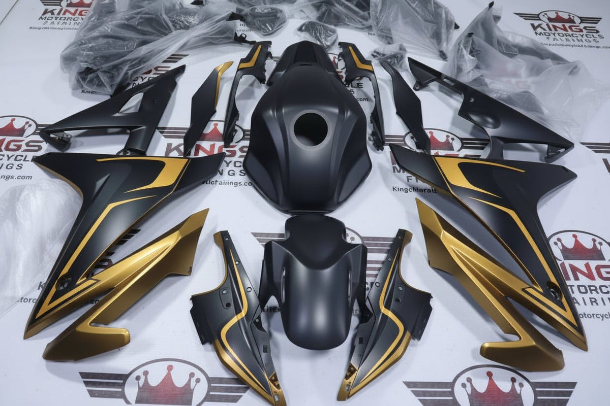 Honda CBR500R Fairing Kit (2016-2018) Matte Black, Matte Gold at KingsMotorcycleFairings.com