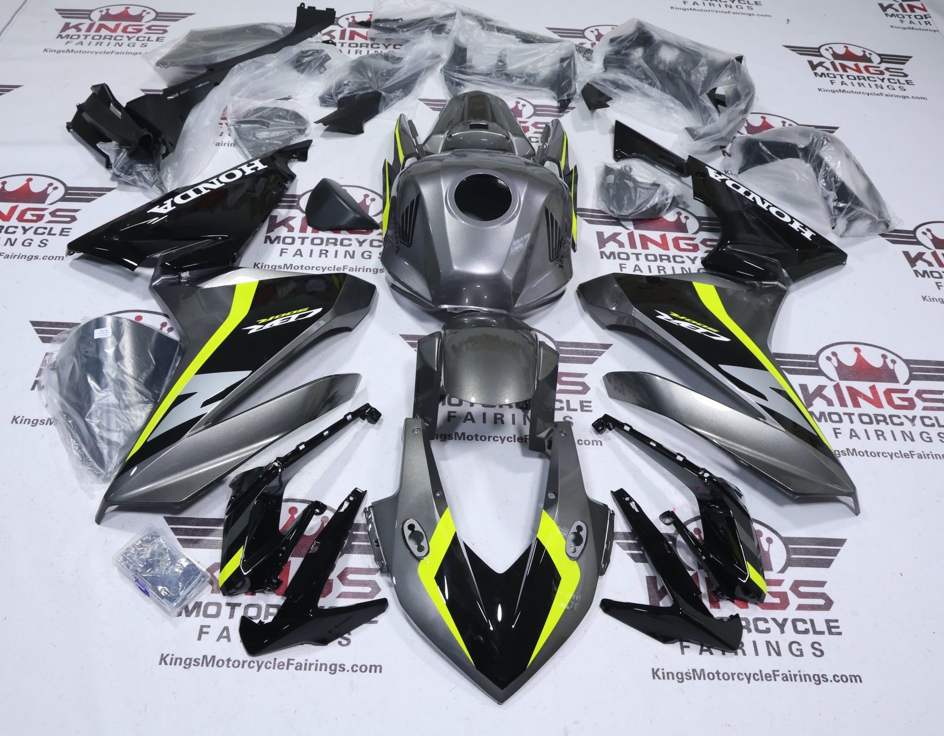 Honda CBR500R Fairing Kit (2022-2023) Silver, Black, Yellow, White from KingsMotorcycleFairings.com