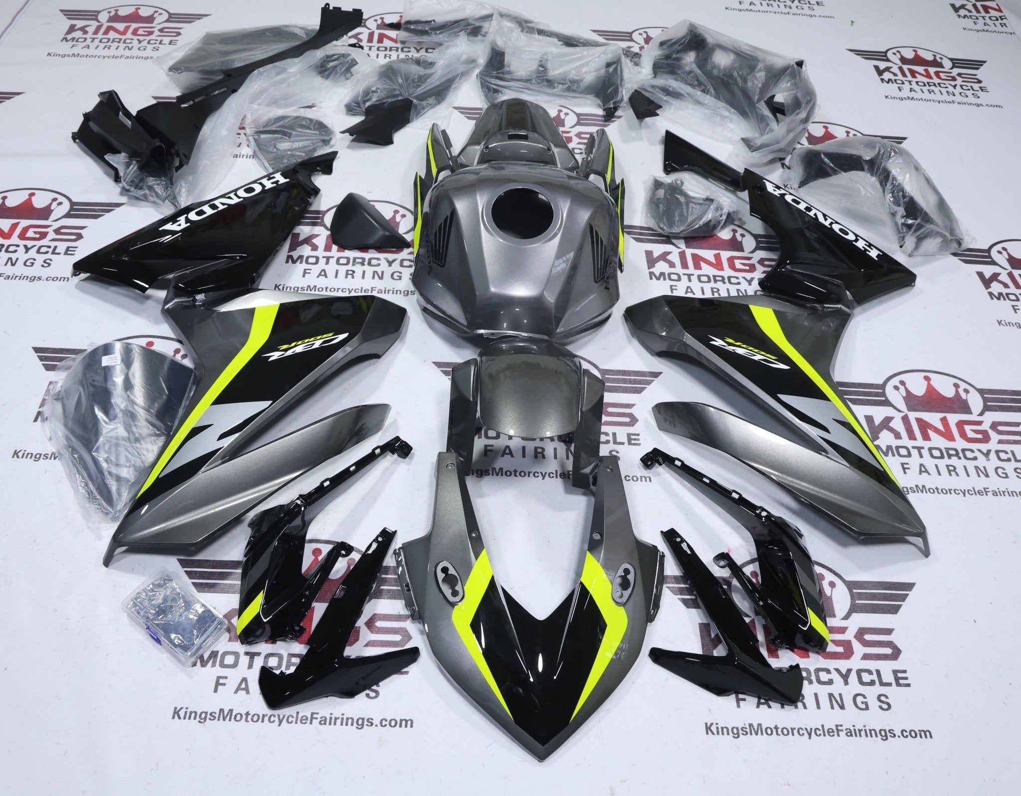 Honda CBR500R Fairing Kit (2022-2023) Silver, Black, Yellow, White from KingsMotorcycleFairings.com