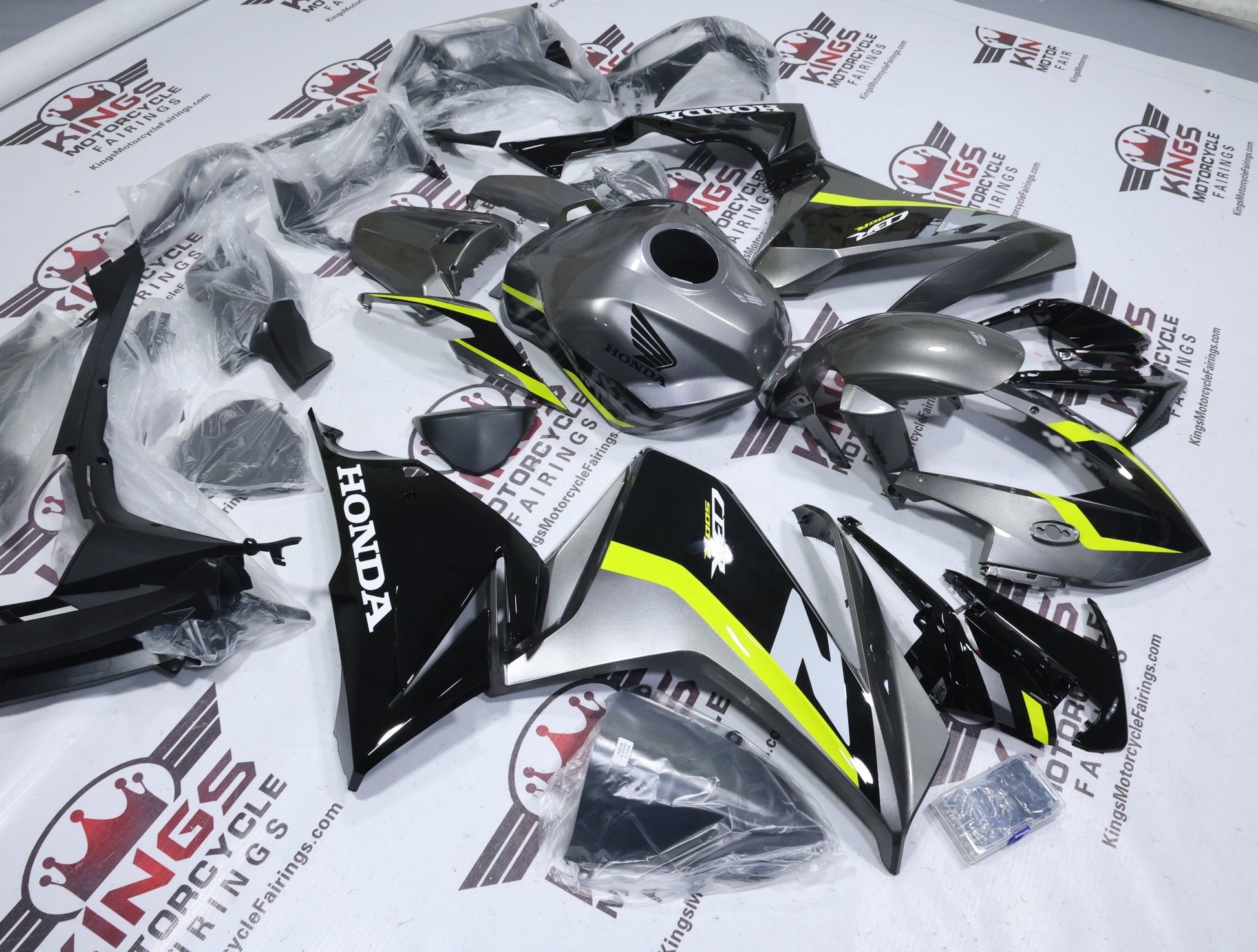 Honda CBR500R Fairing Kit (2022-2023) Silver, Black, Yellow at KingsMotorcycleFairings.com