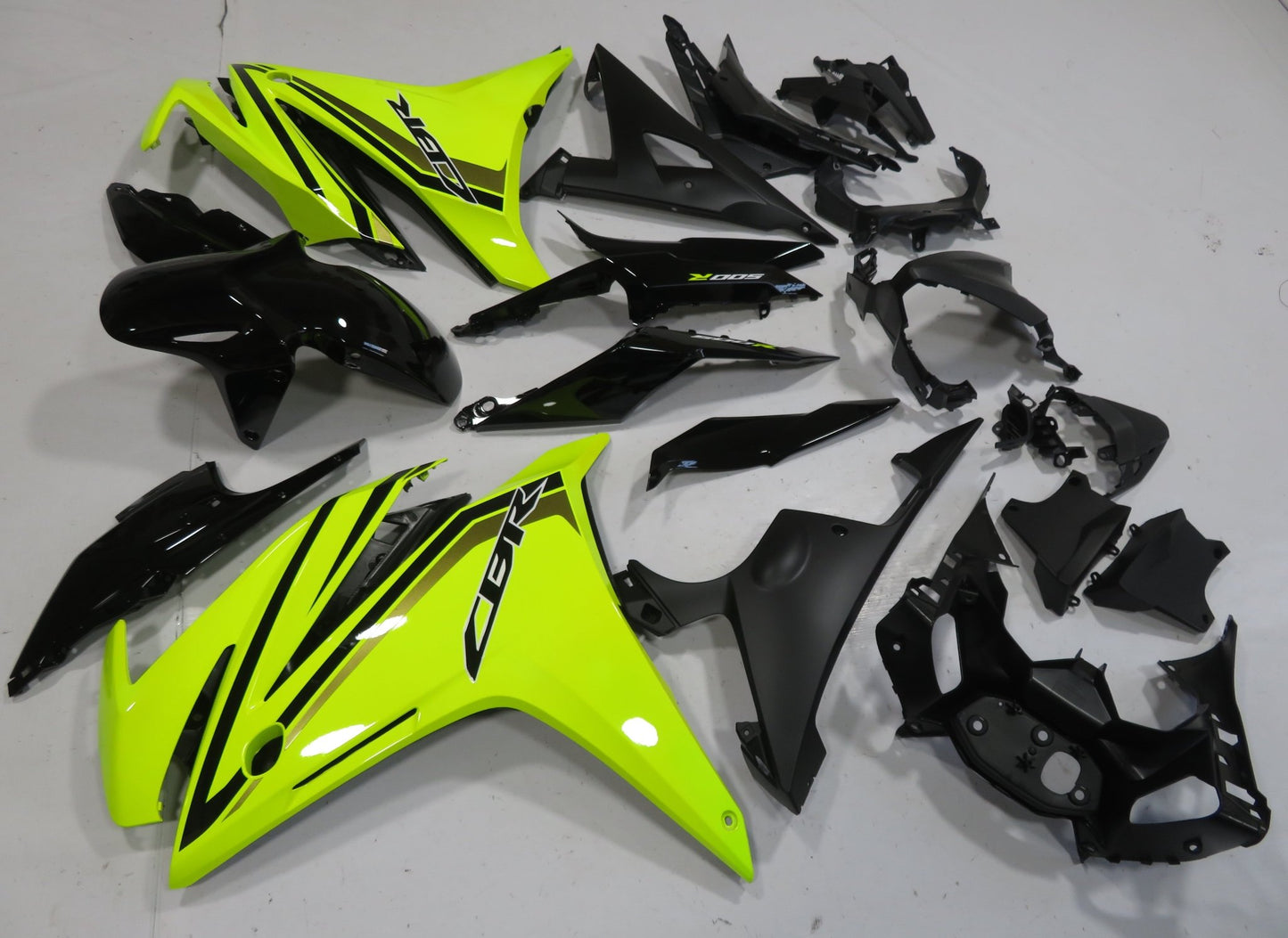Shop Honda CBR500R Fairings (2013-2015) Neon Yellow, Black at KingsMotorcycleFairings.com