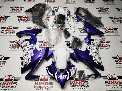 Honda CBR500R Fairings (2013-2015) Purple, White Roses at KingsMotorcycleFairings.com