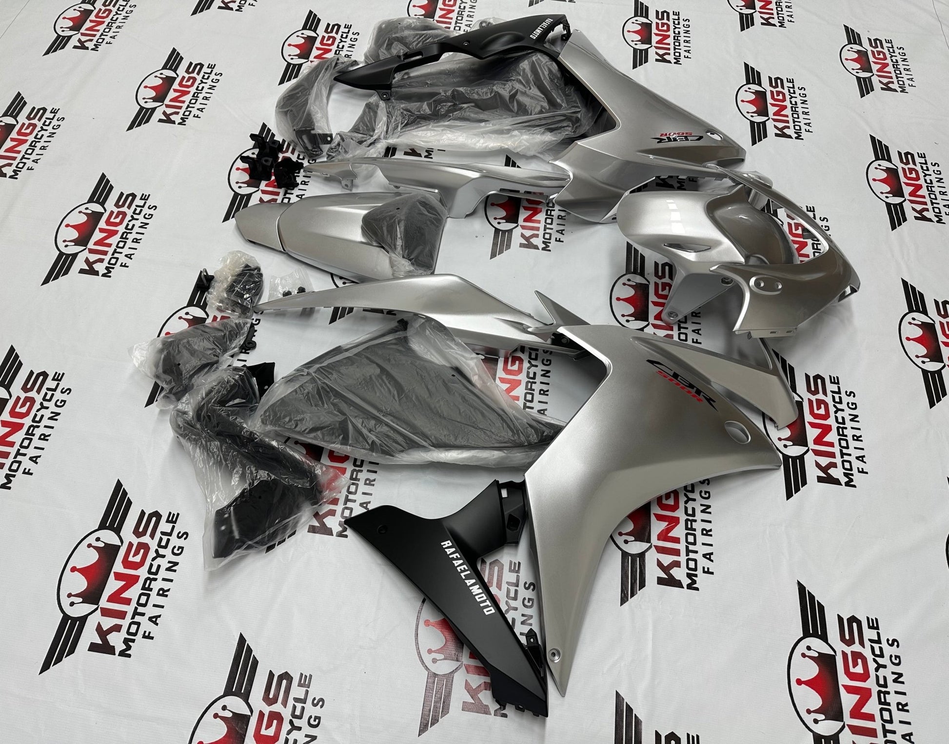 Honda CBR500R Fairings (2013-2015) Silver, Black from KingsMotorcycleFairings.com