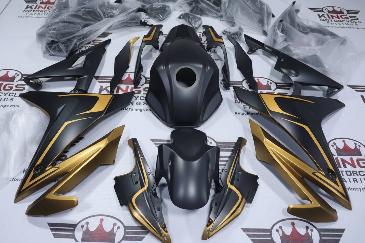 Honda CBR500R Fairings (2016-2018) Matte Black, Gold at KingsMotorcycleFairings.com