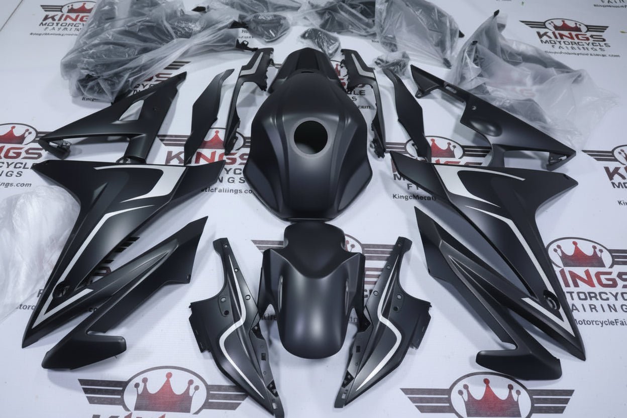 Honda CBR500R Fairings (2016-2018) Matte Black, Silver at KingsMotorcycleFairings.com