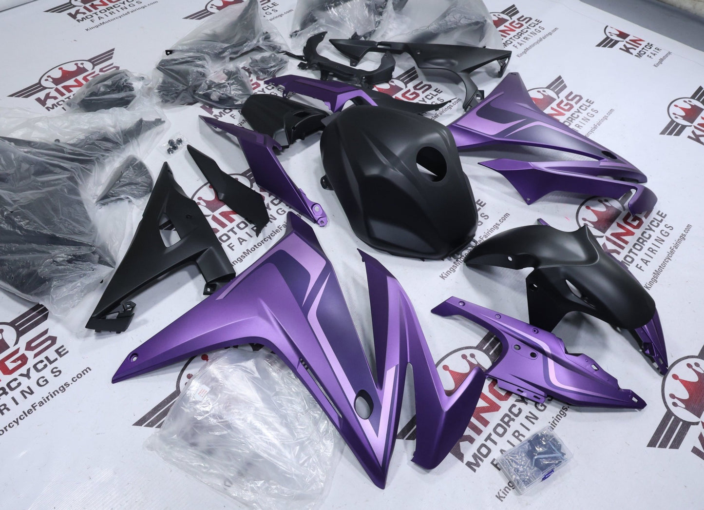Honda CBR500R Fairings (2016-2018) Matte Purple, Light Purple, Black from KingsMotorcycleFairings.com