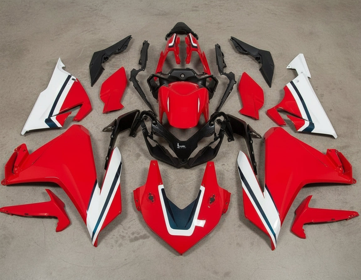 Honda CBR500R Fairings (2022-2023) Red, White, Black Stripe at KingsMotorcycleFairings.com