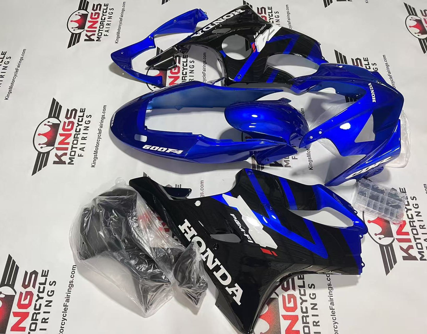 Honda CBR600F4i Fairing Set (2004-2007) Blue, Black PGM-FI at KingsMotorcycleFairings.com