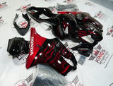 Honda CBR600F4i Fairings (2001-2003) Black, Red Flames, White by KingsMotorcycleFairings.com