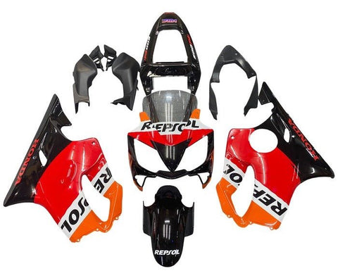 Honda CBR600 F4i Fairings (2001-2003) Black, Red, Orange Repsol at KingsMotorcycleFairings.com