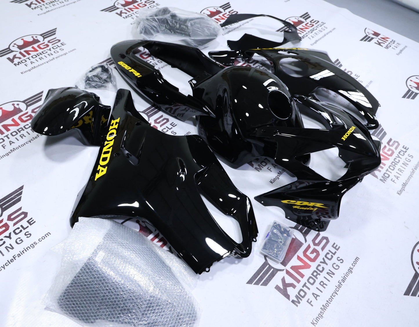 Honda CBR600F4i Fairings (2004-2007) Black, Metallic Gold at KingsMotorcycleFairings.com