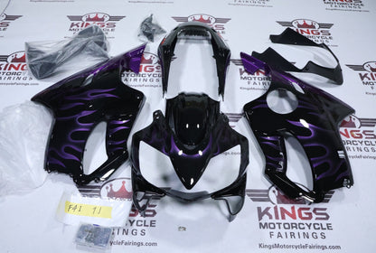 Honda CBR600F4i Fairings (2004-2007) Black, Purple Fire Flames at KingsMotorcycleFairings.com