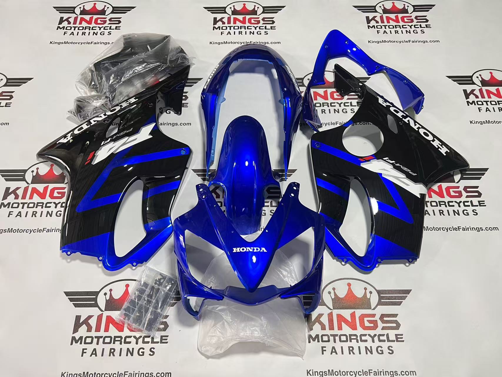 Honda CBR600F4i Fairings (2004-2007) Blue, Black PGM-FI at KingsMotorcycleFairings.com